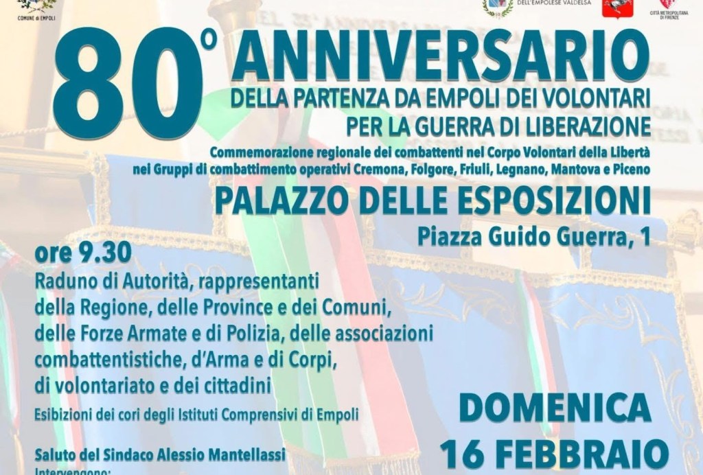 Empoli, Volontari della Libertà, tutto pronto per la cerimonia di domenica 16 febbraio