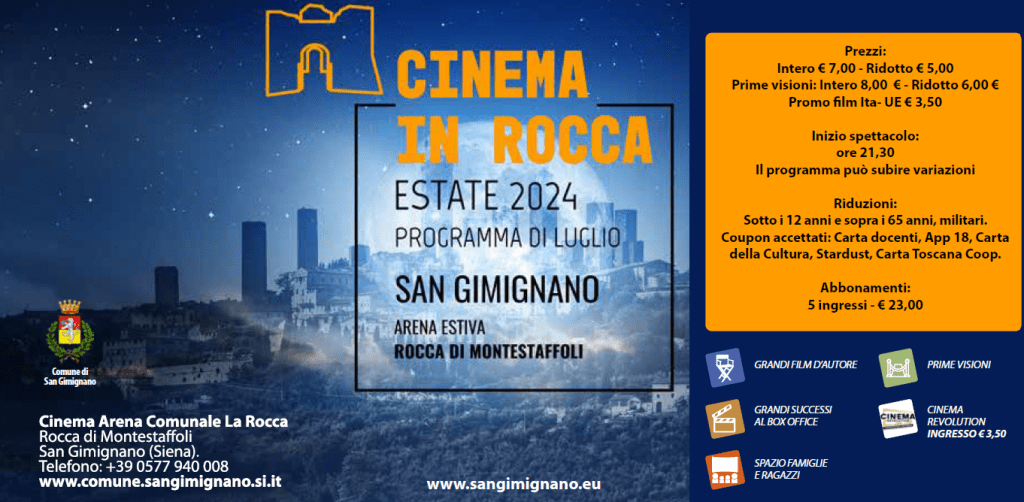 San Gimignano, il cinema sotto le stelle torna con una ricca programmazione