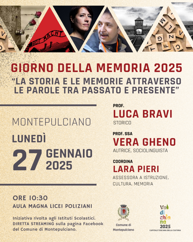 Montepulciano celebra il Giorno della Memoria con un incontro sul valore delle parole nella narrazione storica