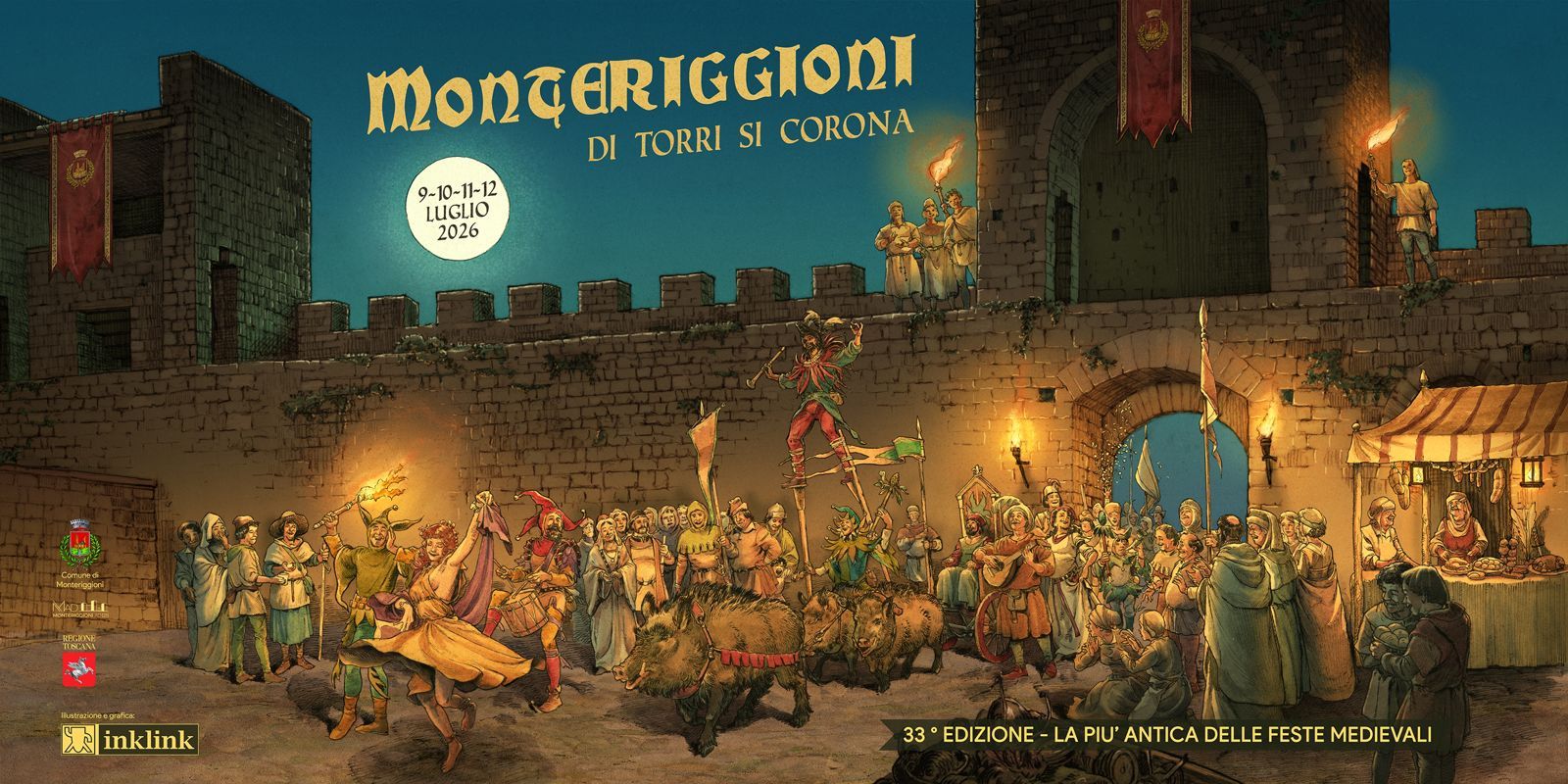 Monteriggioni si corona di storia: svelati il manifesto di Simone Boni e il programma della XXXIII Festa Medievale