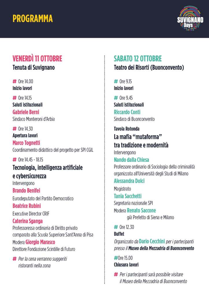 ‘Suvignano Days: una rete per la legalità nella rete’: in Val d’Arbia la ‘due giorni’  sulla criminalità organizzata