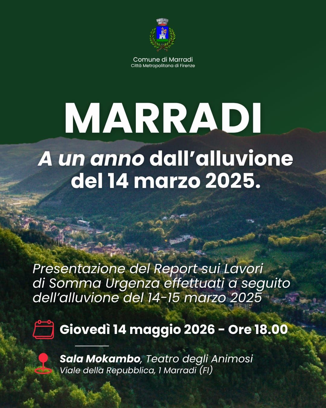 14 maggio, Comune di Marradi: presentazione del report sui lavori di somma urgenza eseguiti a seguito dell&rsquo;alluvione di marzo 2025