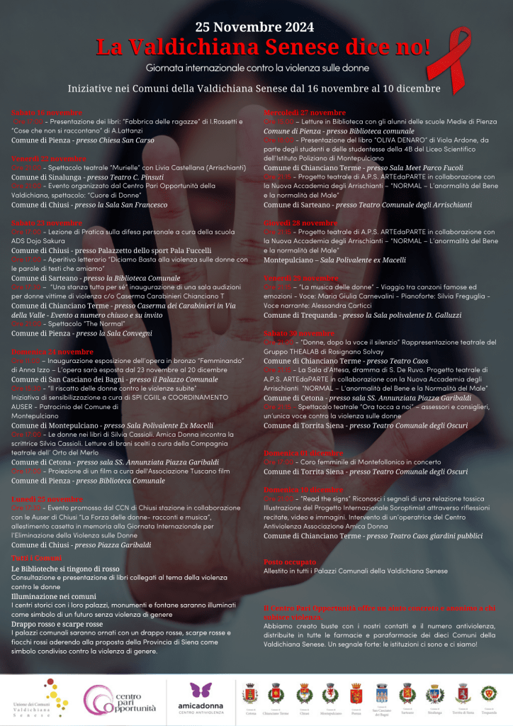 I Comuni della Valdichiana Senese contro la violenza di genere