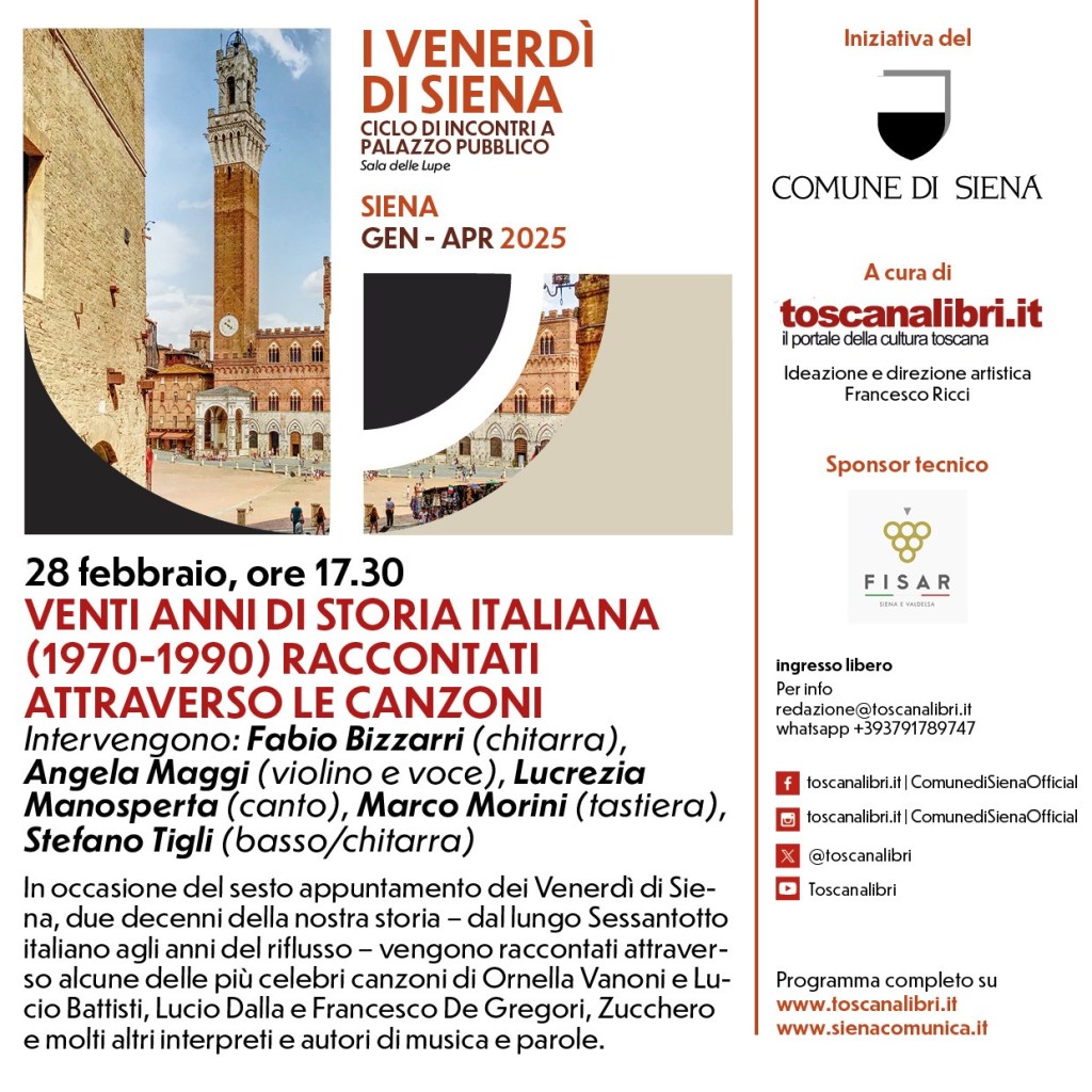 I Venerdì di Siena tra musica e parole. Venti anni di storia italiana raccontati attraverso le canzoni