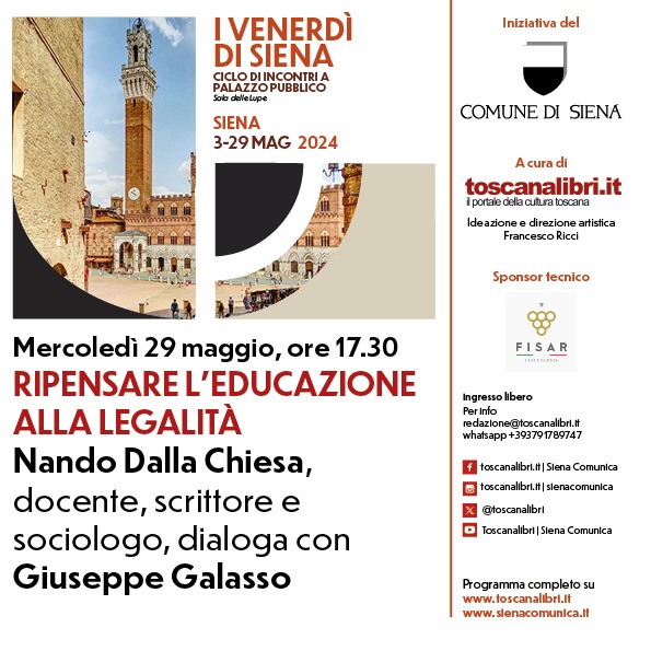 I Venerdì di Siena OFF. L'incontro con lo scrittore  Nando Dalla Chiesa chiude l'edizione 2023/2024