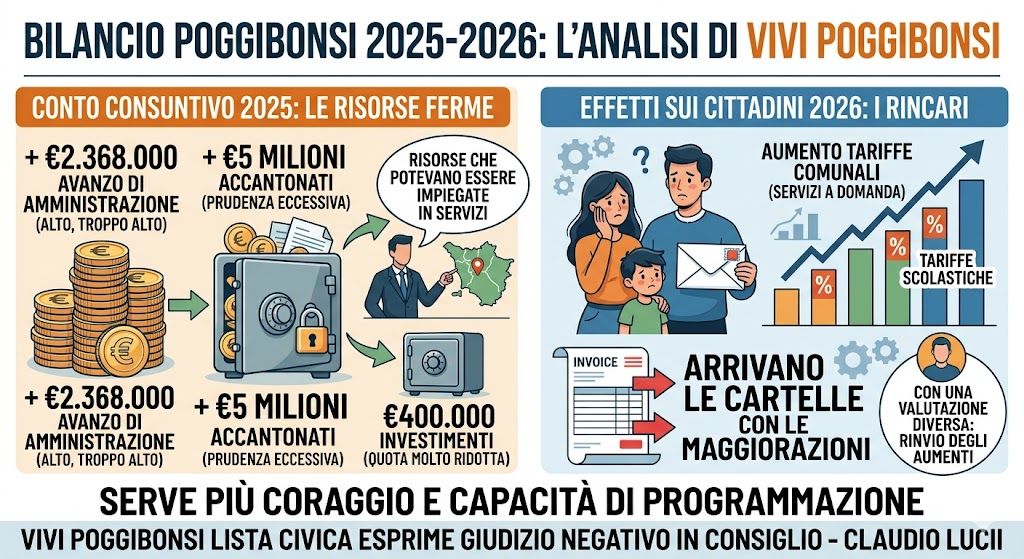 Bilancio Poggibonsi, il duro attacco di Vivi Poggibonsi: "Risorse ferme e investimenti al palo"