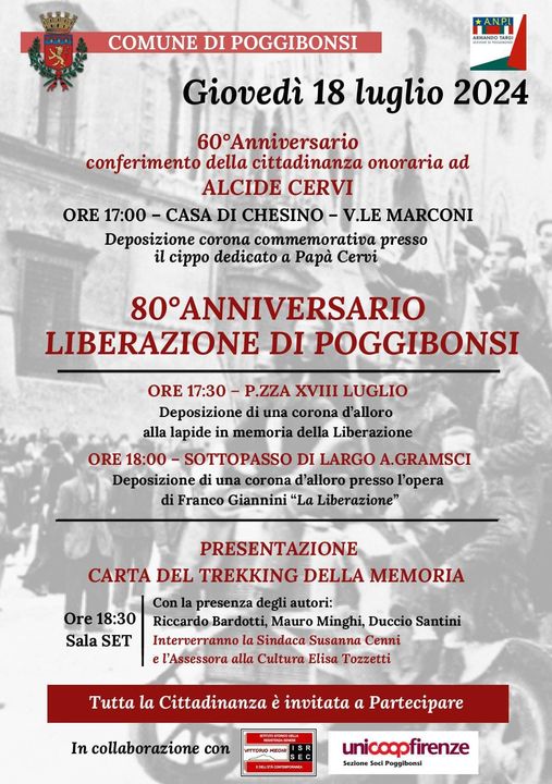 Poggibonsi: il 18 luglio si celebra l'80esimo anniversario della Liberazione