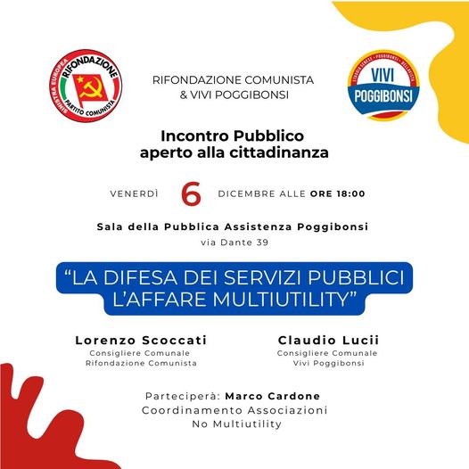 Mozione congiunta Vivi Poggibonsi-Partito della Rifondazione Comunista: Multiutility