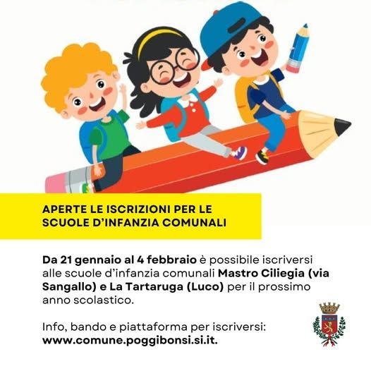 Poggibonsi, aperte le iscrizioni per le scuole d&rsquo;infanzia comunali