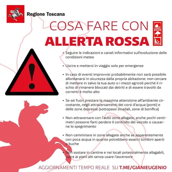 Meteo, allerta rossa in Valdelsa: scuole chiuse a Poggibonsi, Colle e San Gimignano, disposte misure precauzionali