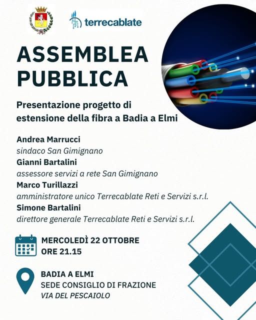 Nuovi investimenti nella digitalizzazione del territorio con estensione della fibra ottica a Badia a Elmi