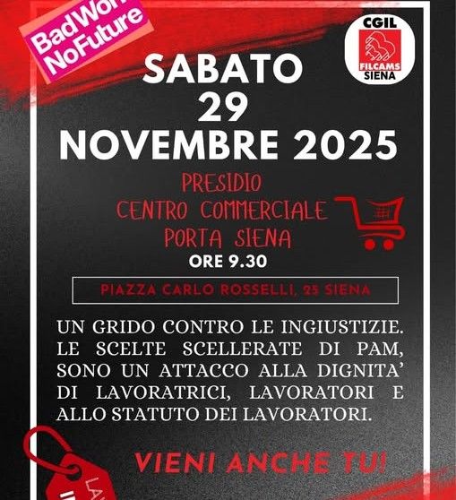 Pam Siena: Filcams contro pressioni e licenziamenti