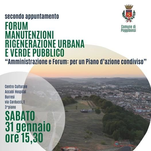 Poggibonsi, Forum Rigenerazione Urbana e Verde: al via la fase operativa il 31 gennaio