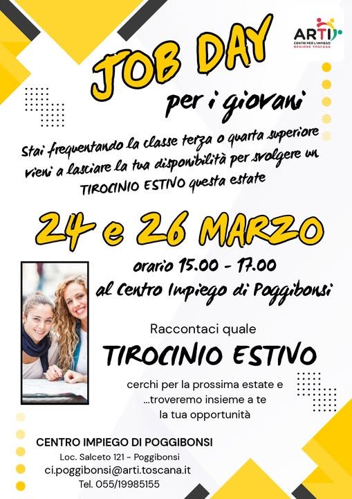 Poggibonsi, Job Day per i giovani: tirocini estivi per studenti di terza e quarta superiore