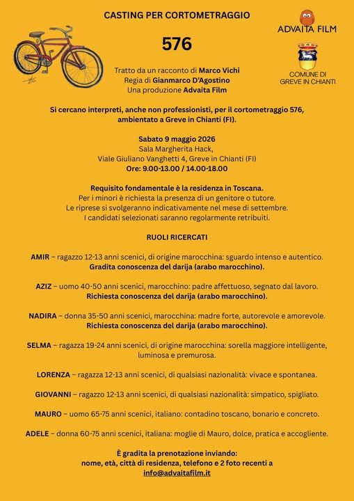 Cinema a Greve in Chianti: si cercano attori per il film "576" ispirato a un racconto di Marco Vichi