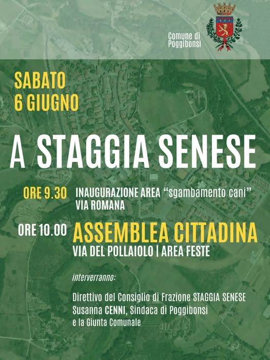 Staggia Senese, sabato di novit&agrave;: inaugurazione dell'area cani e assemblea pubblica con la Giunta Cenni
