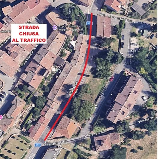 Rivoluzione viabilit&agrave; a Barberino Val d'Elsa: chiude un tratto della Cassia SR2 dal 22 giugno. Ecco la guida a deviazioni e percorsi alternativi