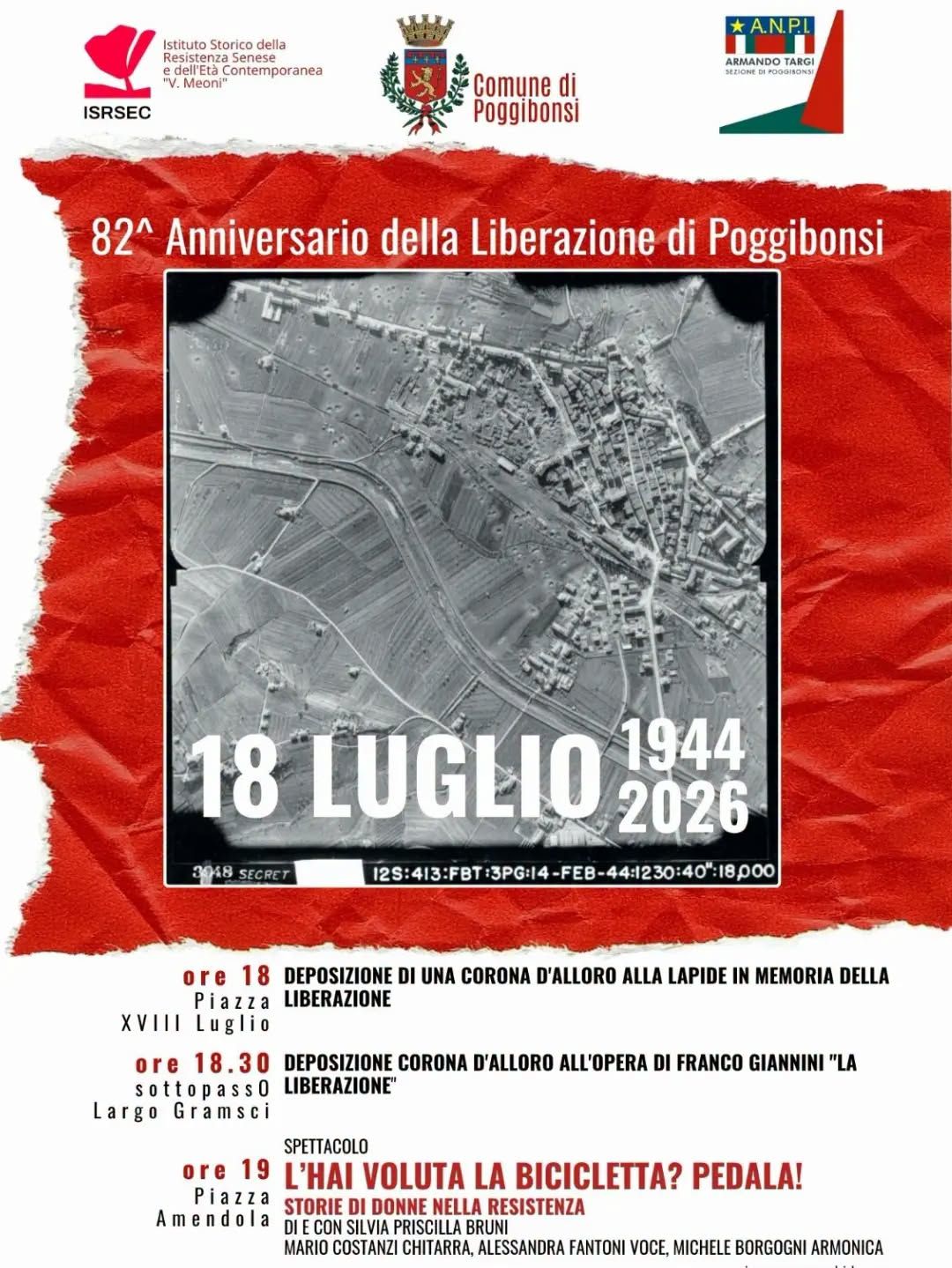 Poggibonsi celebra l&rsquo;82&deg; Anniversario della Liberazione: la memoria storica tra istituzioni e teatro