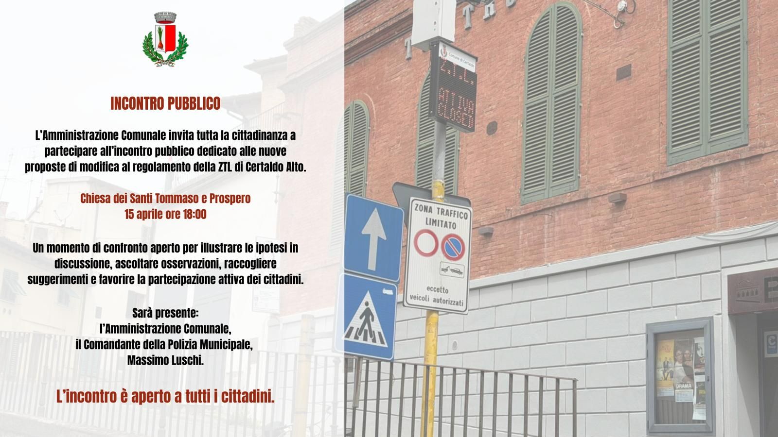 Certaldo, nuova ZTL: il Comune incontra i cittadini per discutere le modifiche al regolamento