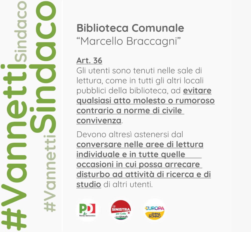 Vannetti: «Polemica pretestuosa, conosco il regolamento della biblioteca»