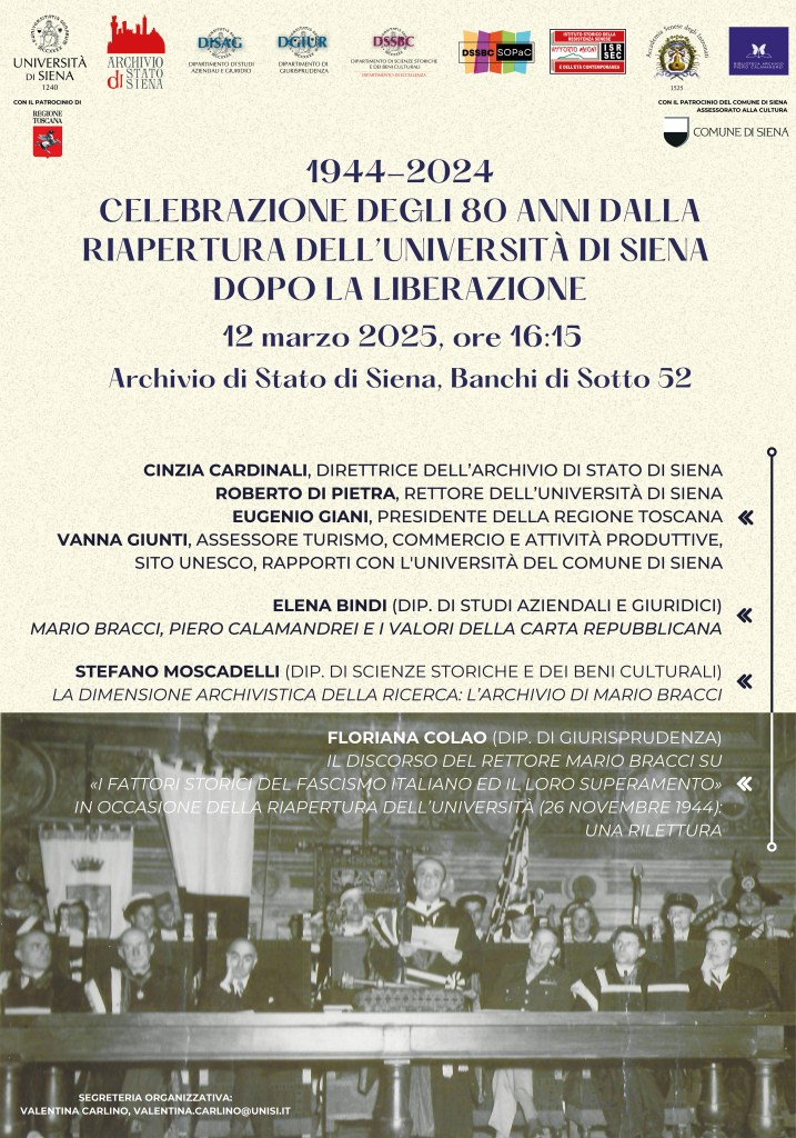 1944-2024. Celebrazione degli 80 anni dalla riapertura dell'Università di Siena dopo la Liberazione