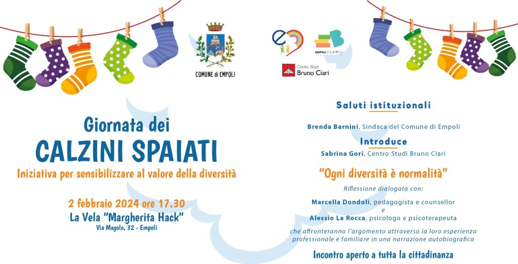 Giornata dei calzini spaiati, un incontro sul tema 'Ogni diversità è normalità'