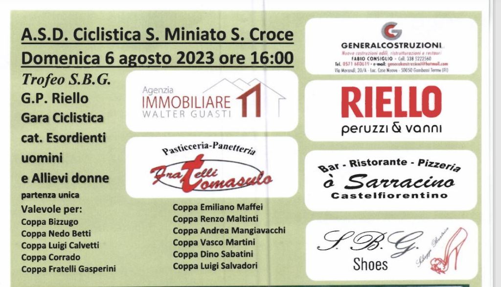 Castelfiorentino, gara ciclistica domenica 6 agosto con oltre centocinquanta partecipanti