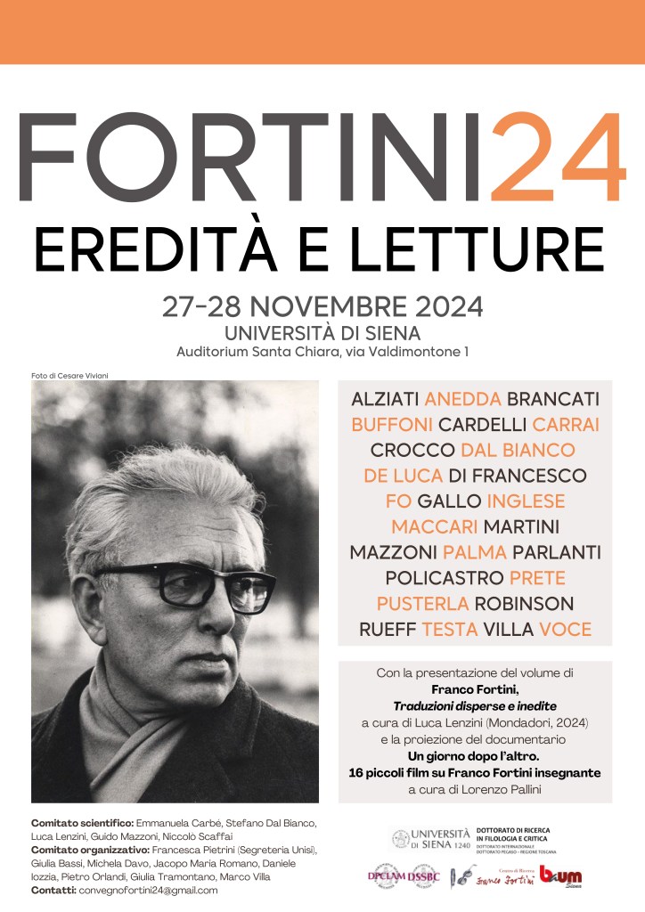 Fortini24: eventi dedicati a Franco Fortini nel trentennale della scomparsa