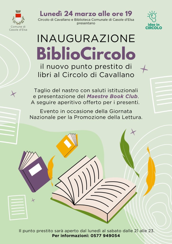 Nasce BiblioCircolo: un nuovo spazio di lettura e condivisione a Casole d'Elsa