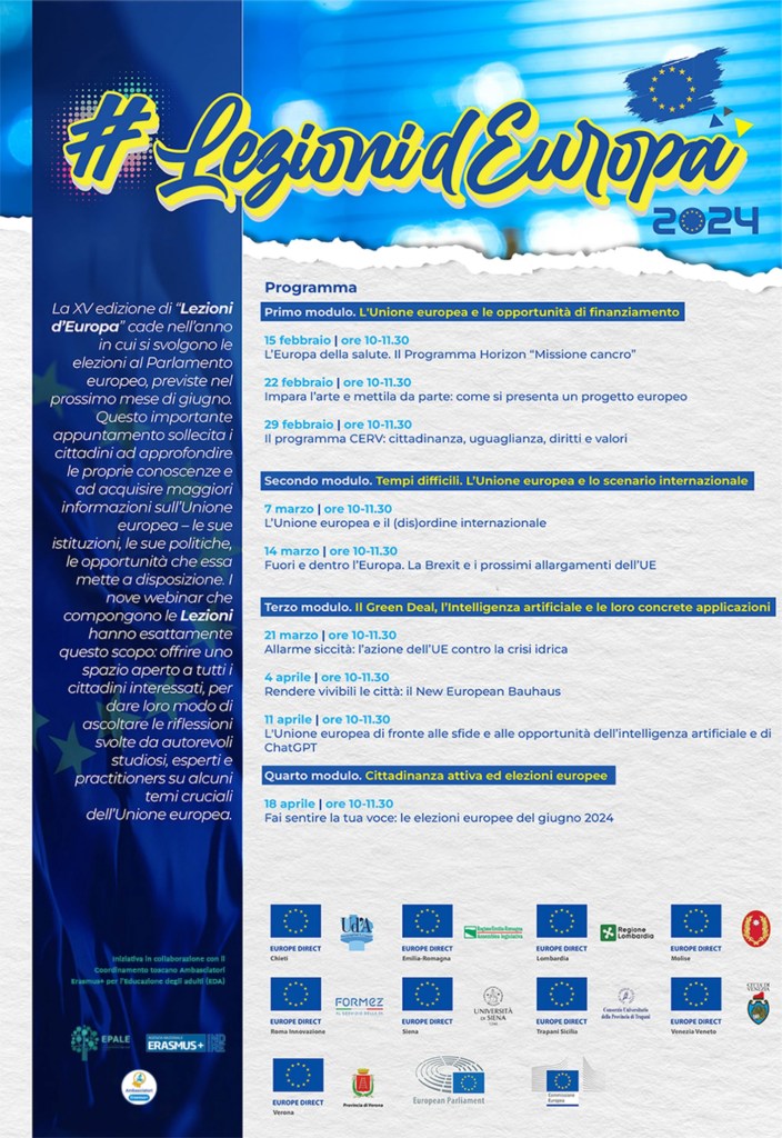 “Lezioni d’Europa” ancora aperte le iscrizioni al ciclo di webinar