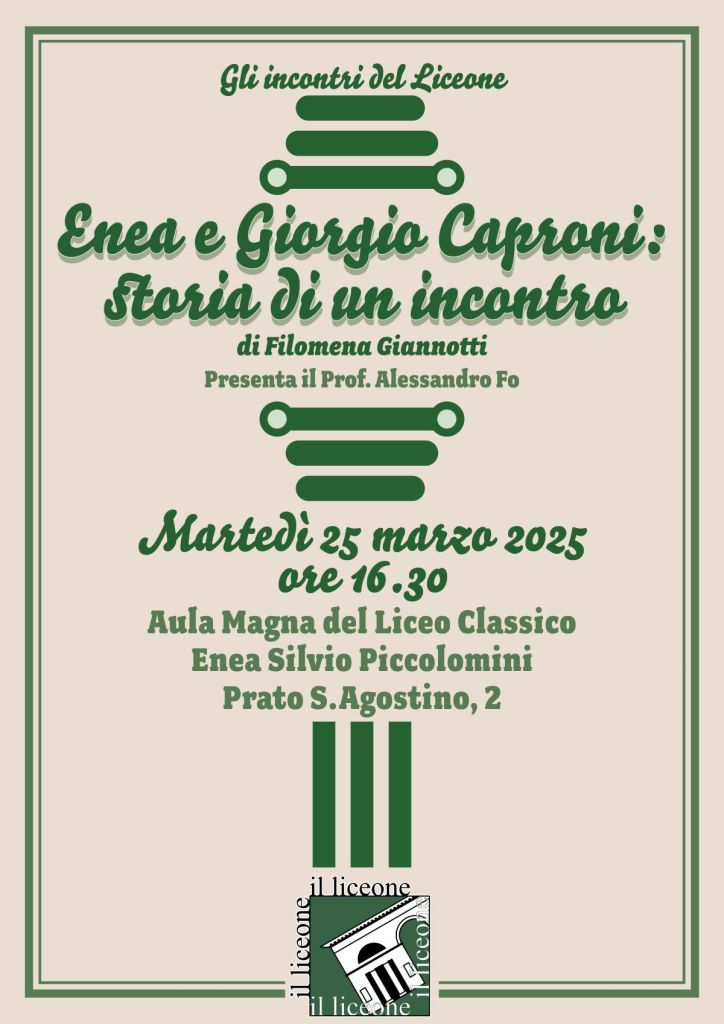 Piccolomini, “Enea e Giorgio Caproni: storia di un incontro