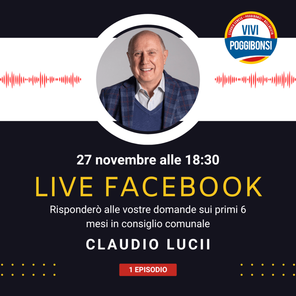 Mercoledì 27 novembre alle 18,30: prima diretta Facebook con Claudio Lucii
