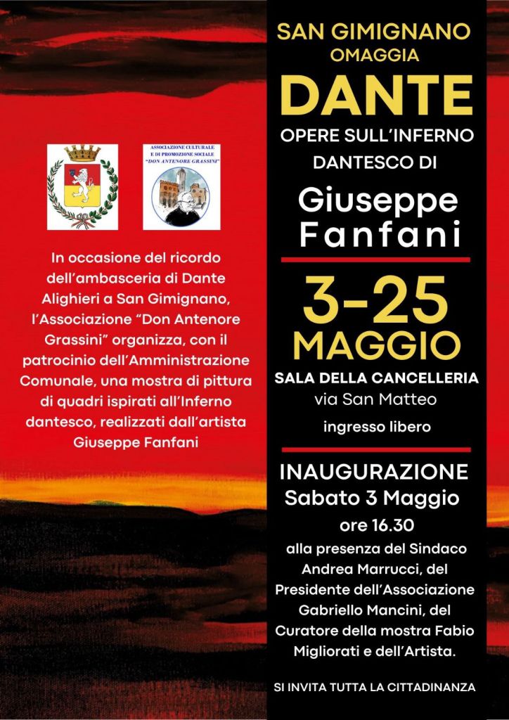 San Gimignano omaggia Dante con le opere di Giuseppe Fanfani