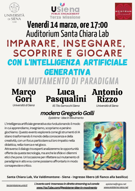 Unisi, “Imparare, insegnare, scoprire e giocare con l’Intelligenza Artificiale generativa”.