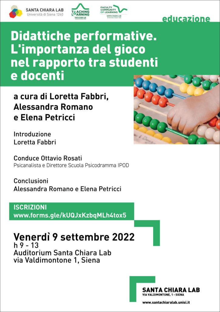Siena, domani workshop esperienziale “Didattiche performative. L’importanza del gioco nel rapporto tra studenti e docenti