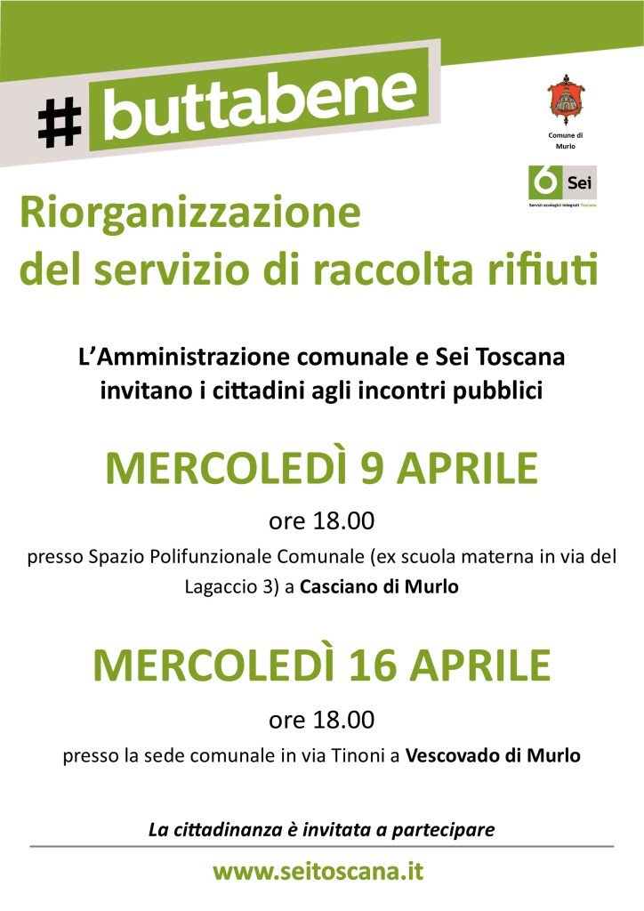Murlo, prende il via la riorganizzazione del servizio di raccolta dei rifiuti