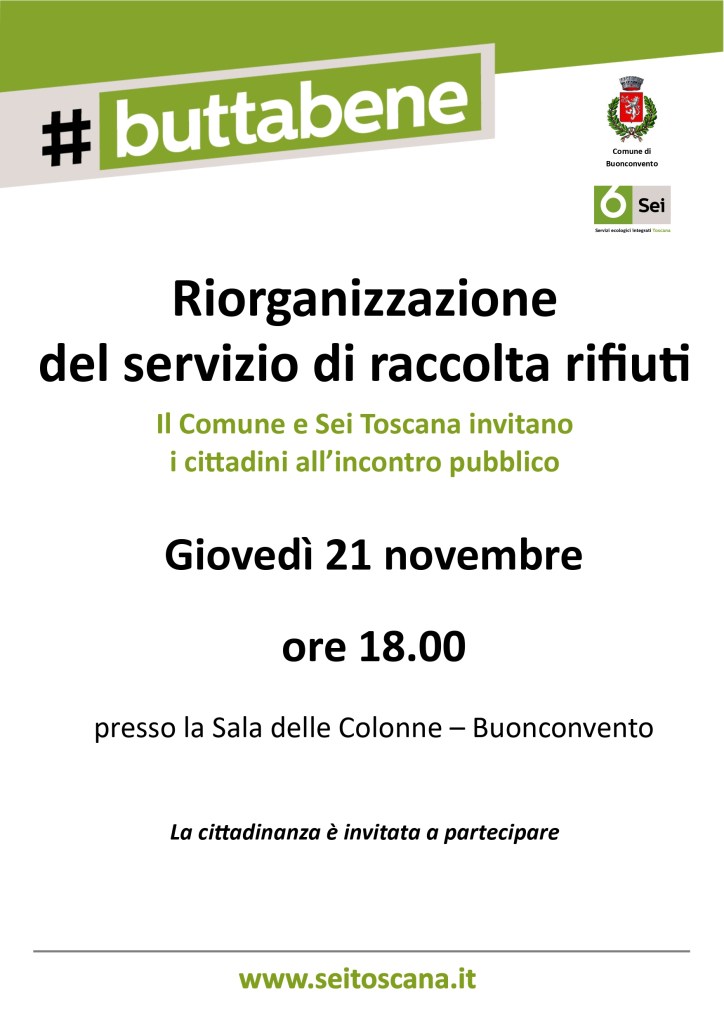 Buonconvento, al via la riorganizzazione del servizio di raccolta dei rifiuti