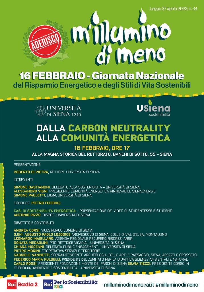 M'illumino di meno, “Dalla Carbon Neutrality alla Comunità Energetica”
