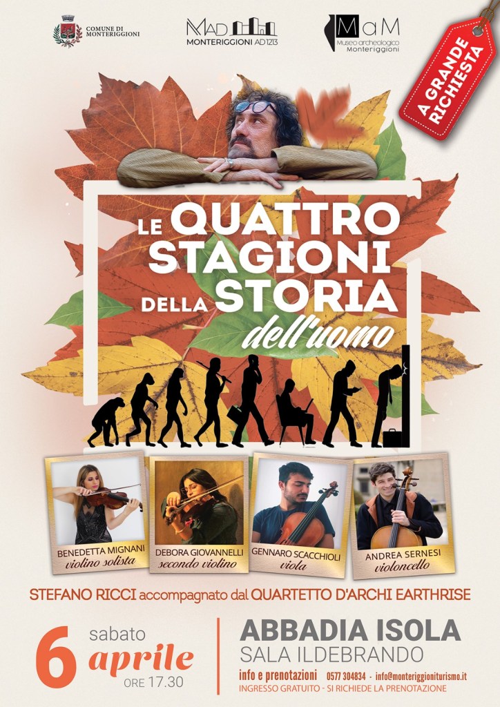 MaM, tornano Le quattro stagioni della Storia dell’Uomo con Stefano Ricci e il quartetto d’archi Erthrise