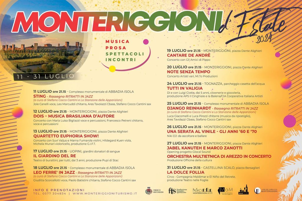 Monteriggioni Estate. Al via il programma di luglio: la prima settimana