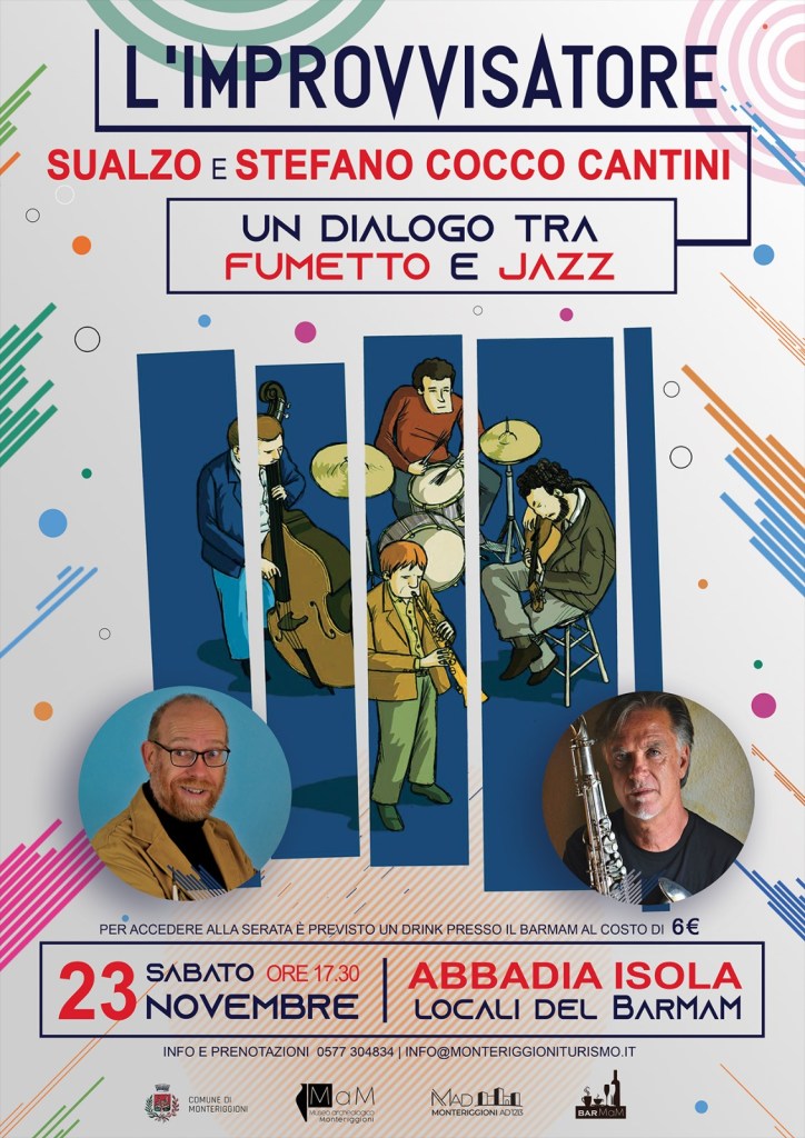 Un grande appuntamento tra fumetto e jazz ad Abbadia Isola: Sualzo e Stefano Cocco Cantini, sabato 23 novembre