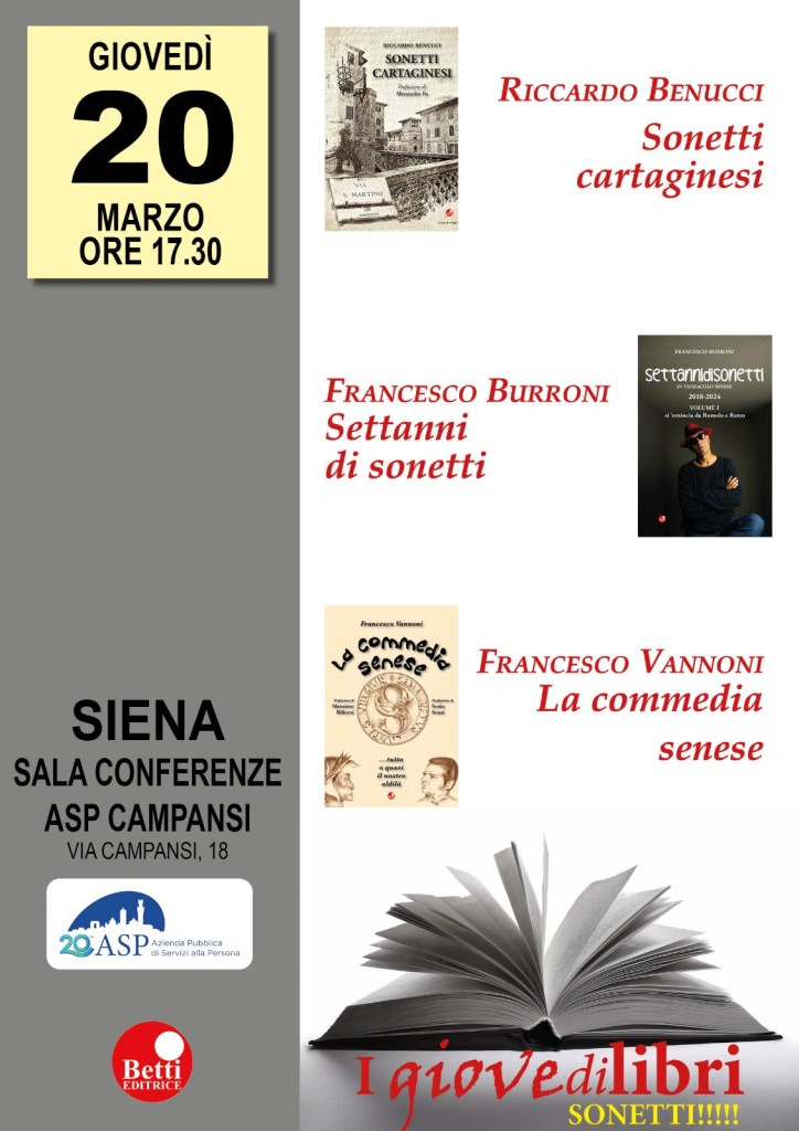 I Giove-dì Libri: Sonetti e dintorni: Riccardo Benucci, Francesco Burroni e Francesco Vannoni