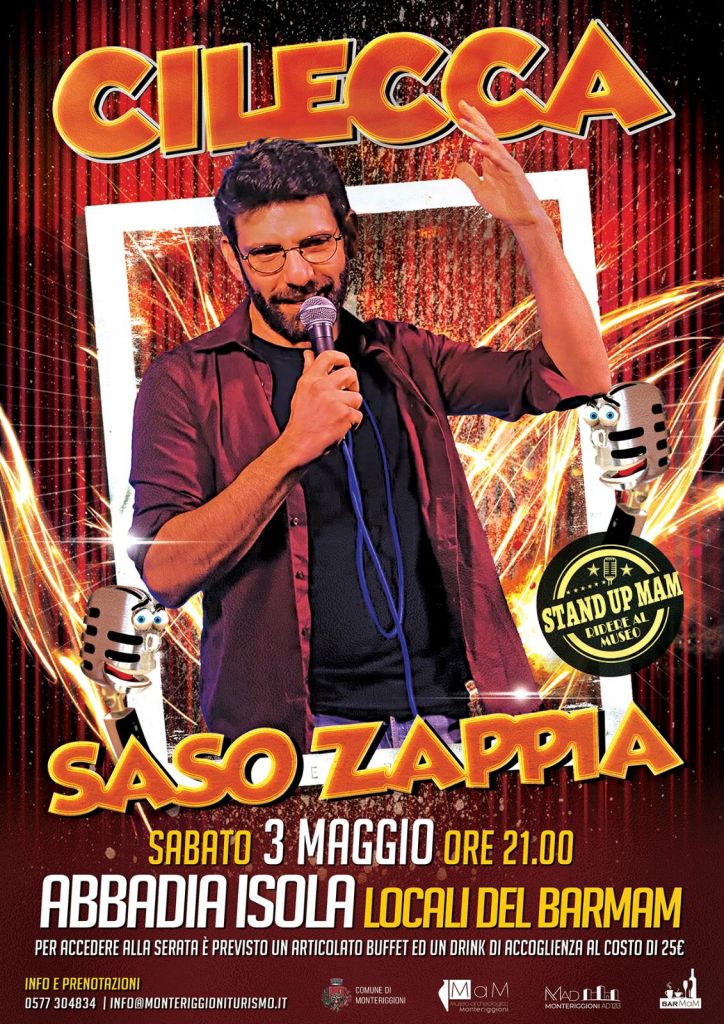 “Stand Up MaM. Ridere al Museo”, sabato 3 maggio, al BarMaM la sferzante comicità di Saso Zappia