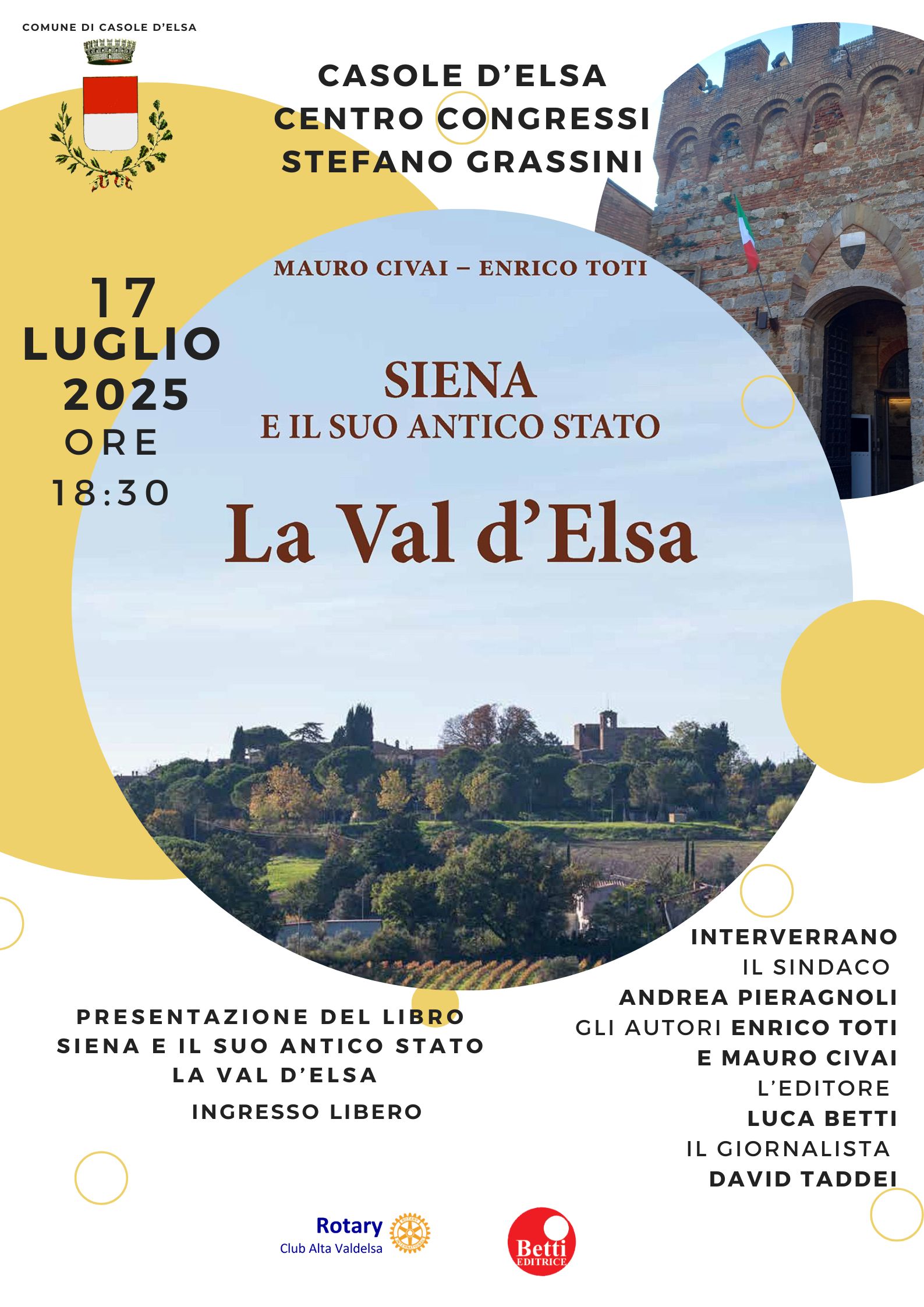 La storia della Valdelsa il 17 luglio a Casole d'Elsa