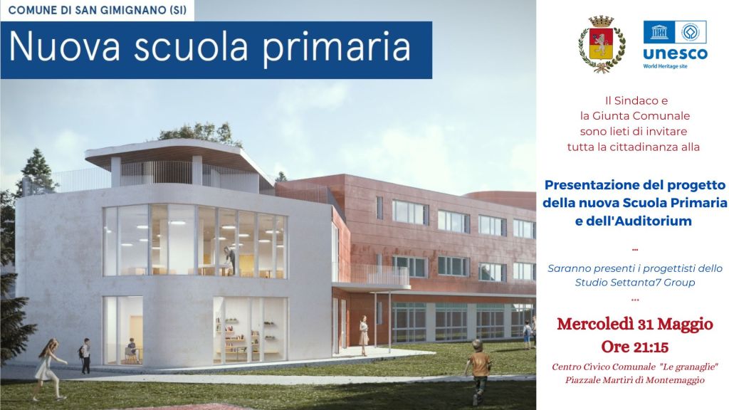 San Gimignano, una nuova scuola primaria e un auditorium da 250 posti per il futuro