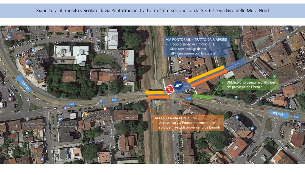 Empoli, Via Pontorme, riapre a doppio senso di marcia il tratto fra la Statale 67 e via Giro delle Mura nord