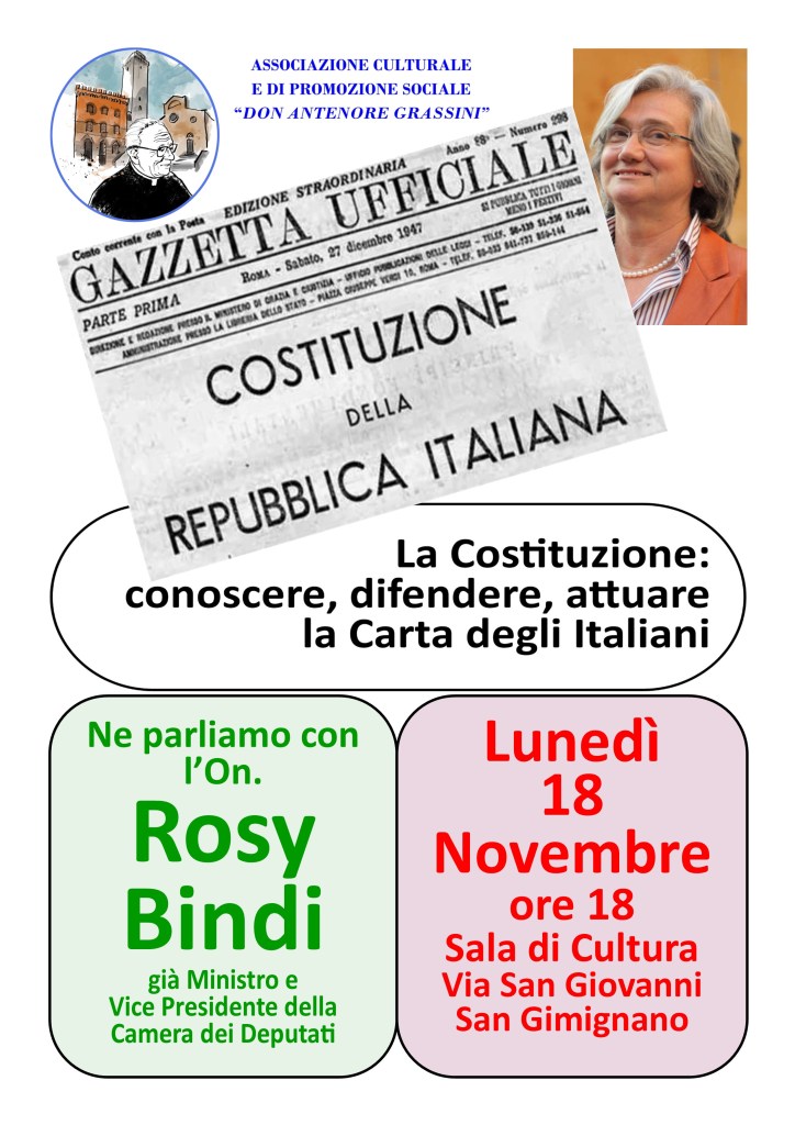 San Gimignano, Rosy Bindi racconta la Costituzione