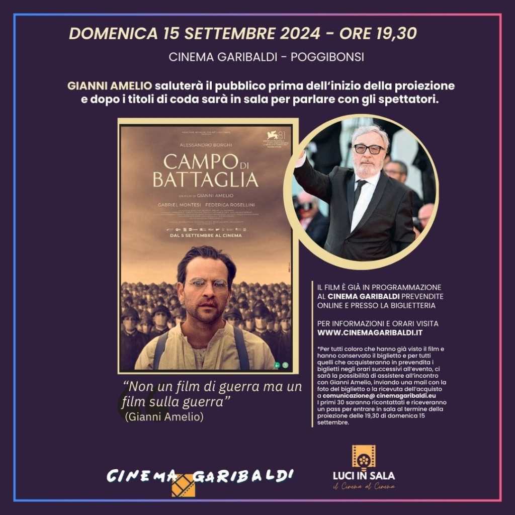 Da Venezia81 a Poggibonsi, il cinema Garibaldi ospita Gianni Amelio con Campo di Battaglia