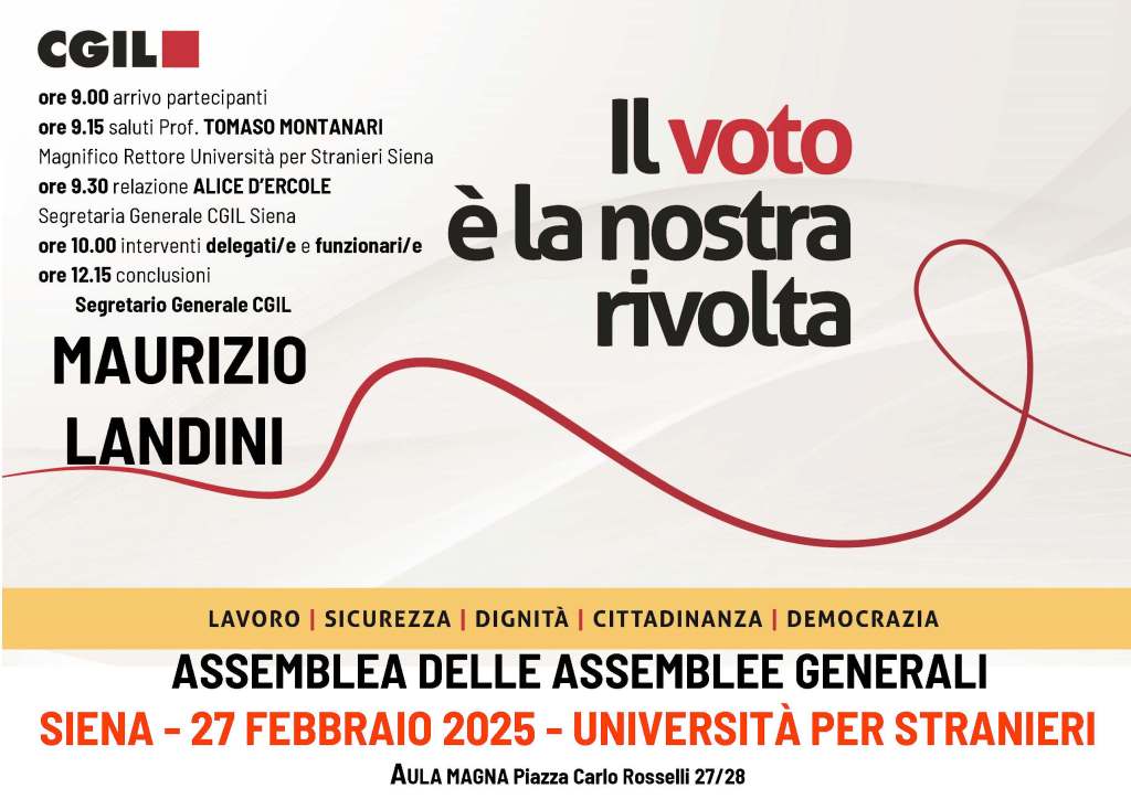 Maurizio Landini a Siena: il 27 febbraio Assemblea delle Assemblee CGIL