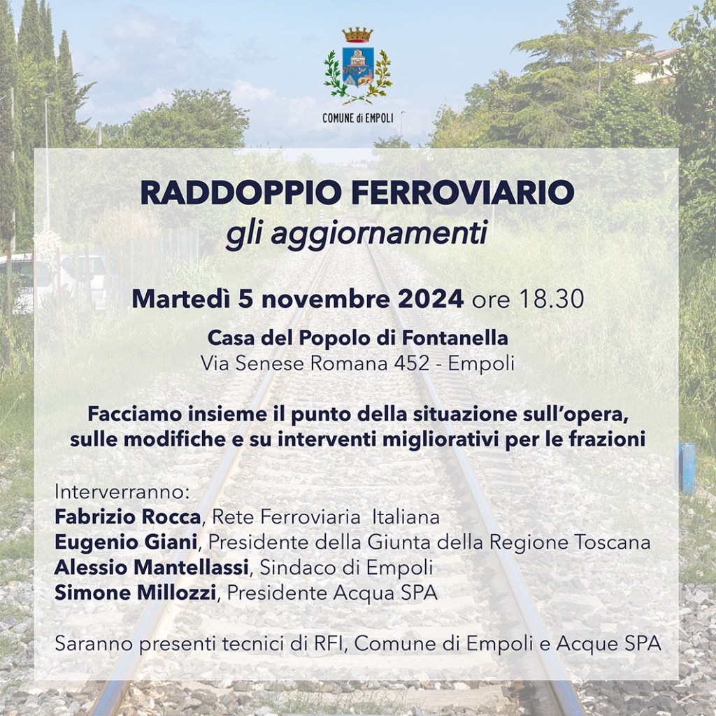 Raddoppio ferroviario, assemblea a Fontanella con Giani, Mantellassi, Millozzi e Rfi
